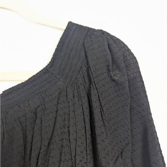 NWT All Saints Black Tia Texture Puff Sleeve Blouse Size 4 - Picture 4 of 9